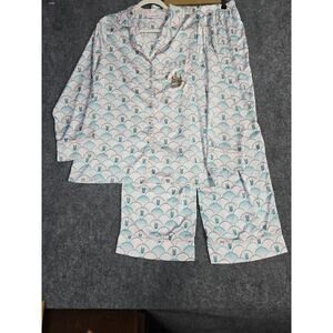 Wicked Universal Studios Women's Pink Teal Scallop Print Pajama Set Size UK 8-10
